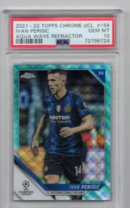2021-22 Topps Chrome UCL Ivan Perisic Aqua Wave Refractor #158 082/199 - Picture 1 of 2