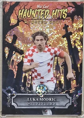 LUKA MODRIC ORANGE DISCO REFRACTOR SSP #1/1 - 2025 WILD CARD HAUNTED HITS - Image 1 of 2