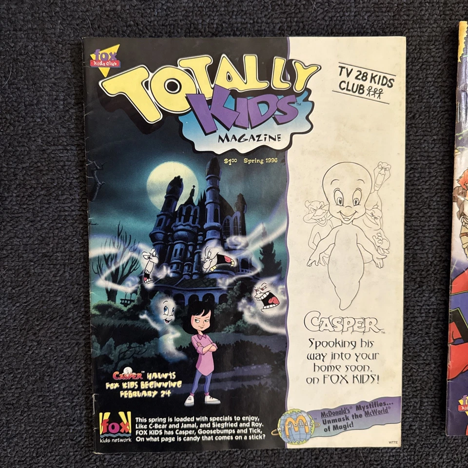 Totally Kids Magazine Spring 1996 Casper Cartoon Fox Kids Club Rare HTF Foto 1 de 1