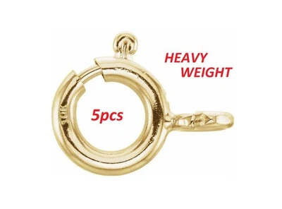 (5) 5mm 10k PREMIUM WEIGHT Solid Yellow Gold Spring Ring Clasp OPEN Jump Italy - Image 1 of 3