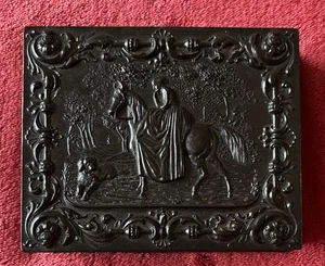 BEAUTIFUL 1/4 PLATE UNION CASE - WOMAN ON HORSE IN THE WOODS WITH HER DOG -1860s - Picture 1 of 5