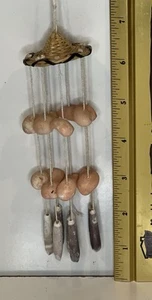Delicate Vintage Sea Shell Wicker Mobile Wind Chimes Hanging Beach Nautical 6” - Picture 1 of 2