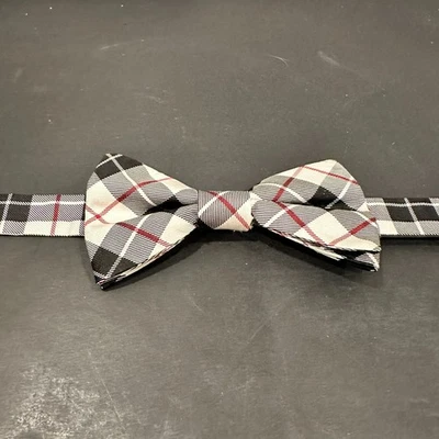Tommy Hilfiger Plaid Bow Tie Adjustable Black Red Gray Pre-Tied Menswear Foto 1 de 4