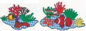 Coral Reef Patch Lot of 2 Embroidered Iron-on - Picture 1 of 3