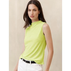 Banana Republic Bright Yellow Ribbed Mock-Neck Tank Size Small NWT - Picture 1 of 3