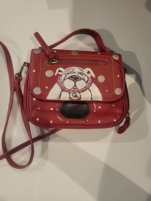 Georgia Bulldogs Handpainted Buxton Leather Red Small Crossbody Bag  - Image 1 of 4