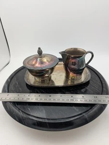 WM Rogers Paul Revere Silver-plated Cream Sugar Tray Vintage Set 3 Piece - Picture 1 of 3