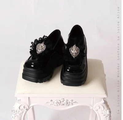 Zapatos de Plataforma Japoneses Góticos/Clásicos Lolita Moda Negros Talla L (US 6-6.5) NUEVOS Foto 1 de 4