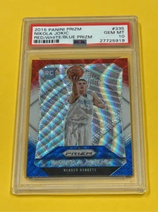 2015-16 Panini Prizm Nikola Jokic Rookie Red White Blue Prizm RC #335 PSA 10 - Picture 1 of 2