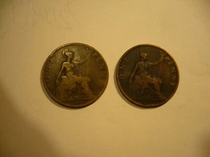 1900 & 1901 GREAT BRITAIN ONE PENNY COIN Lot - Picture 1 of 2
