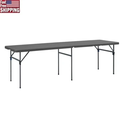Heavy Duty 8ft Folding Table Portable Plastic Resin Indoor Outdoor Easy Storage - Image 1 of 4