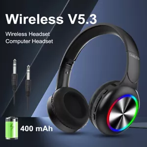 LED Wireless Headphones Bluetooth 5.3 Headsets 3 EQ Modes Built-in HD Mic Phone - Picture 1 of 10