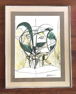 Vintage gerahmter Pablo Picasso Tete De Faune Gris nummerierter Lithographie Kunstdruck - Bild 1 von 11