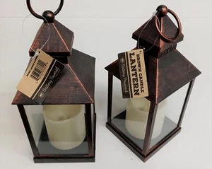 Linterna marrón decorativa 37892 con vela a batería 9-1/2" 2 piezas - Imagen 1 de 6