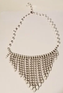 VTG Fashion Art Jewelry White Porcelain Beaded Multi-Strand Y-Drop Necklace 16" - Picture 1 of 15