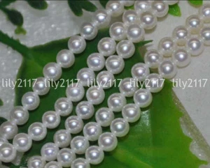 Natural luster 6-7mm white round akoya pearl Loose Beads 15" - Picture 1 of 6