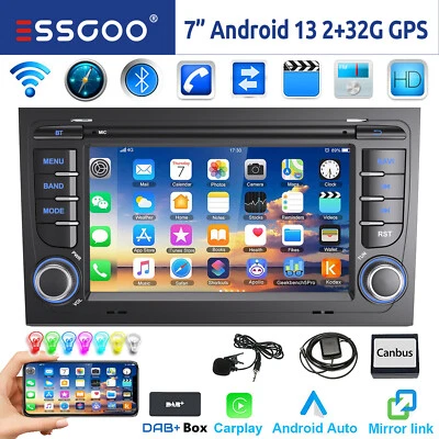 7" 32G Android 13 Carplay Autoradio GPS NAVI DAB+ FM BT Für Audi A4 S4 RS4 B6 B7 - Bild 1 von 4
