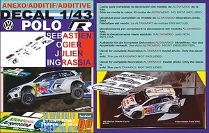ANEXO DECAL 1/43 VOLKSWAGEN POLO R WRC S.OGIER R.ARGENTINA 2014 2nd (08) - Picture 1 of 1