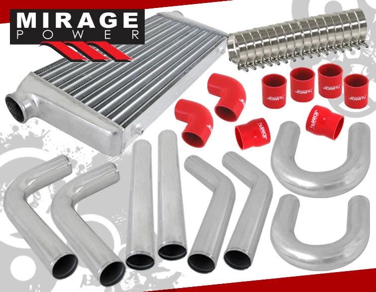 Diy Aluminum Piping Kit + Red Silicone Coupler+ 3" Jdm Sport Intercooler - Image 1 of 4
