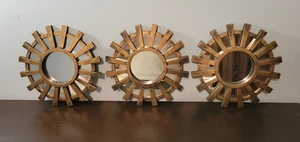 Dekorativer Gold Kunststoff Starburst Sunburst Wandspiegel 3er Set PSJ - Bild 1 von 6