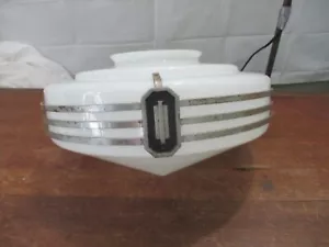 Antique Art Deco Milk Glass Globe Theater Light Atomic 14" With 6" Fitter - Picture 1 of 16