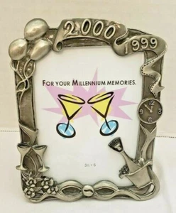Sixtrees Metal Millennium New Years Silver Picture Photo Frame 3.5 x 5 Table NEW - Imagen 1 de 4