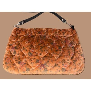 Bolso sin asas de terciopelo acolchado floral Daren's Bags bandolera vintage marrón hombro - Imagen 1 de 13