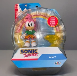 Figura de acción Sonic the Hedgehog Amy 4" con Yellow Chaos Emerald 4 pulgadas - Imagen 1 de 2