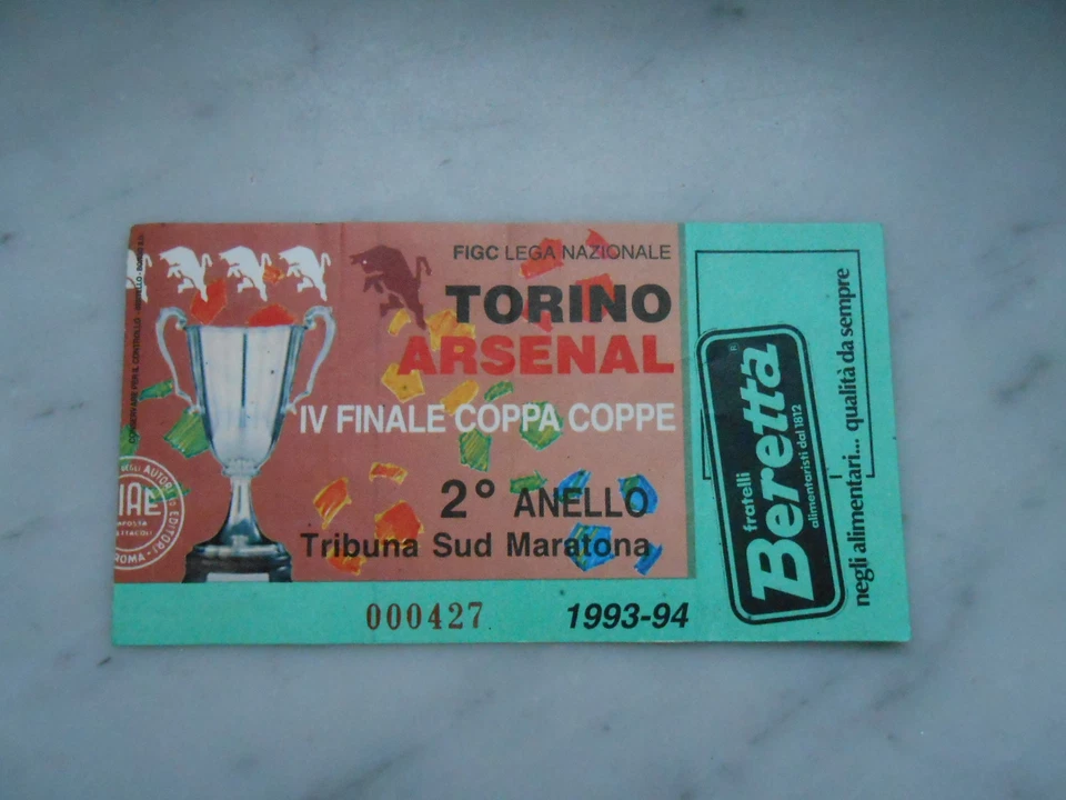 biglietto stadio  TORINO-ARSENAL - IV FINALE COPPA COPPE - 1993-94 - Immagine 1 di 1