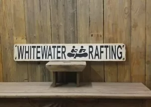 WHITEWATER RAFTING/Rustic/Carved/Wood/Sign/River/Canoe/Kayak/Cabin/décor/Lodge/ - Picture 1 of 5