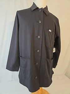 Sz L Lee Shirt Jacket Unionall Women's Top Black Long Sleeve Workwear Duster New - Picture 1 of 7