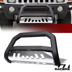 For 2005/2006-2010 Hummer H3 Matte Black AVT Edge Bull Bar Bumper Guard+Ss Skid - Picture 1 of 12