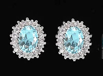 925 ECHT SILBER RHODINIERT *** Ohrstecker Zirkonia aquamarin blau hellblau 11 mm - Bild 1 von 4