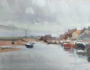ORIGINAL MICHAEL RICHARDSON Burnham Overy Staithe Segeln Norfolk ÖLGEMÄLDE - Bild 1 von 1