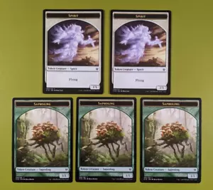 5 DOUBLE SIDED Saproling & Spirit Token Commander 2016 MTG 5 - Picture 1 of 1