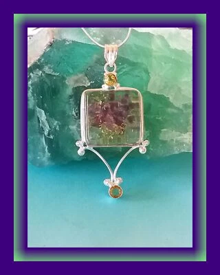 ORGONE AMETHYST PENDANT With PERIDOT & CHAIN, PERIDOT PENDANT, CHAKRA PENDANT - Image 1 of 4