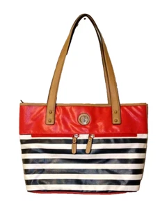 Women's GIANI BERNINI Canvas Stripped HOBO Crossbody Handbag/Purse 16"x10.5"x5" - Picture 1 of 15
