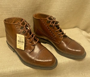 Men's Carlo Morandi Leather Dressy Ankle Boot Brown Lace Up Italian - New - Picture 1 of 12