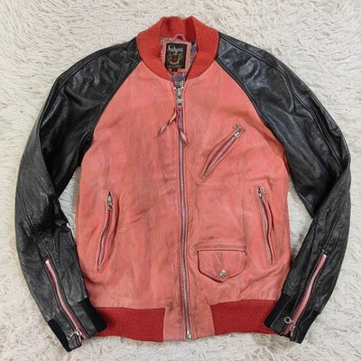 SCHOTT Leather Rider's Jacket with Zip Size S Black Red From Japan 129892K Auth - Image 1 of 4