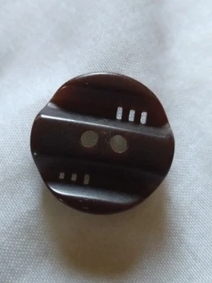 Vintage Pierced Dark Brown Plastic Button. - Image 1 of 4