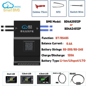 JK Smart BMS 8-24S 120A Li-ion LiFePo4 BMS with 0.6A Active Balance BT/RS485 lot - Picture 1 of 37