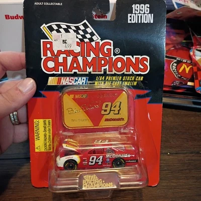 1996 #94 Bill Elliott Stock Car with Die Cast Emblem & Stand - Image 1 of 2
