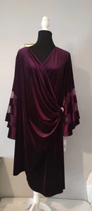 RM RICHARDS LILA FAUX SAMT WICKEL ETUIKLEID GRÖSSE 20 W DAMEN Glockenärmel  - Bild 1 von 10