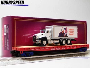 MTH PREMEIR DONALD J TRUMP COCHE PLANO con CAMIÓN DE CAJA O CALIBRE tren de lucha 20-95803 NUEVO - Imagen 1 de 12