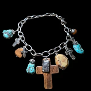 Womens Necklace Silvertone Multiple Cross Charm Faith Encouragement Southwestern - Picture 1 of 10