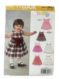 Vestido sin cortar FF patrón de costura New Look 6662 bebés talla NB-L - Imagen 1 de 2