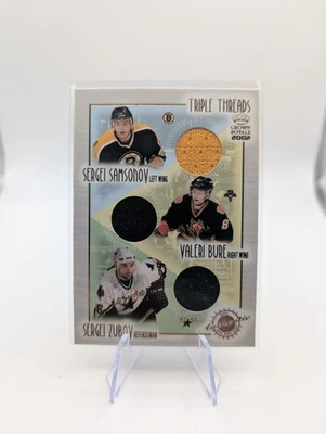 2001 Pacific Crown Royale Triple Threads Sergei Samsonov Valeri Bure Zubov HOF - Image 1 of 2