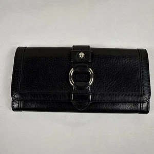 Banana Republic Cognac Black Genuine Leather Clutch Wallet Monogram Collection - Picture 1 of 8