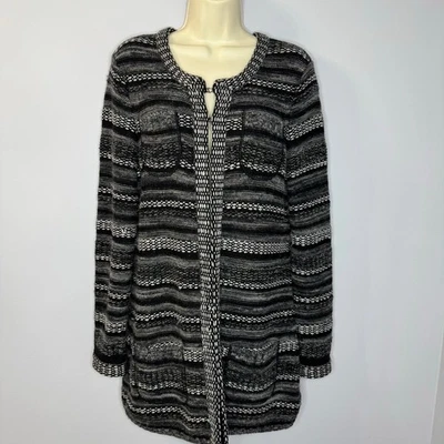 Cárdigan plumero manga larga C by Bloomingdales mezcla lana merino a rayas M Foto 1 de 4