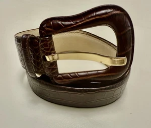 Lake Shore Drive Genuine Leather Belt Sz S/M Embossed Crocodile Great Accent - Picture 1 of 14
